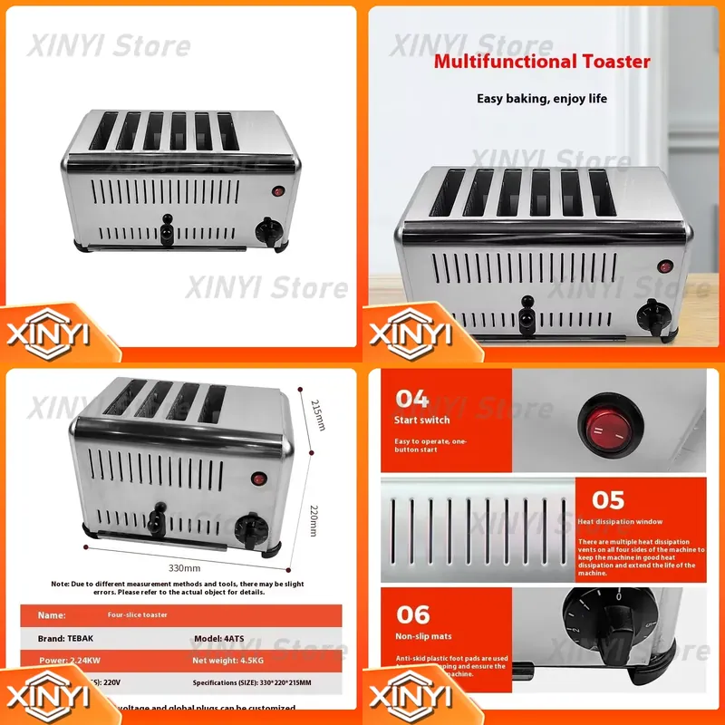Toaster 4 Slice - Elektryczny opiekacz do chleba ze stali