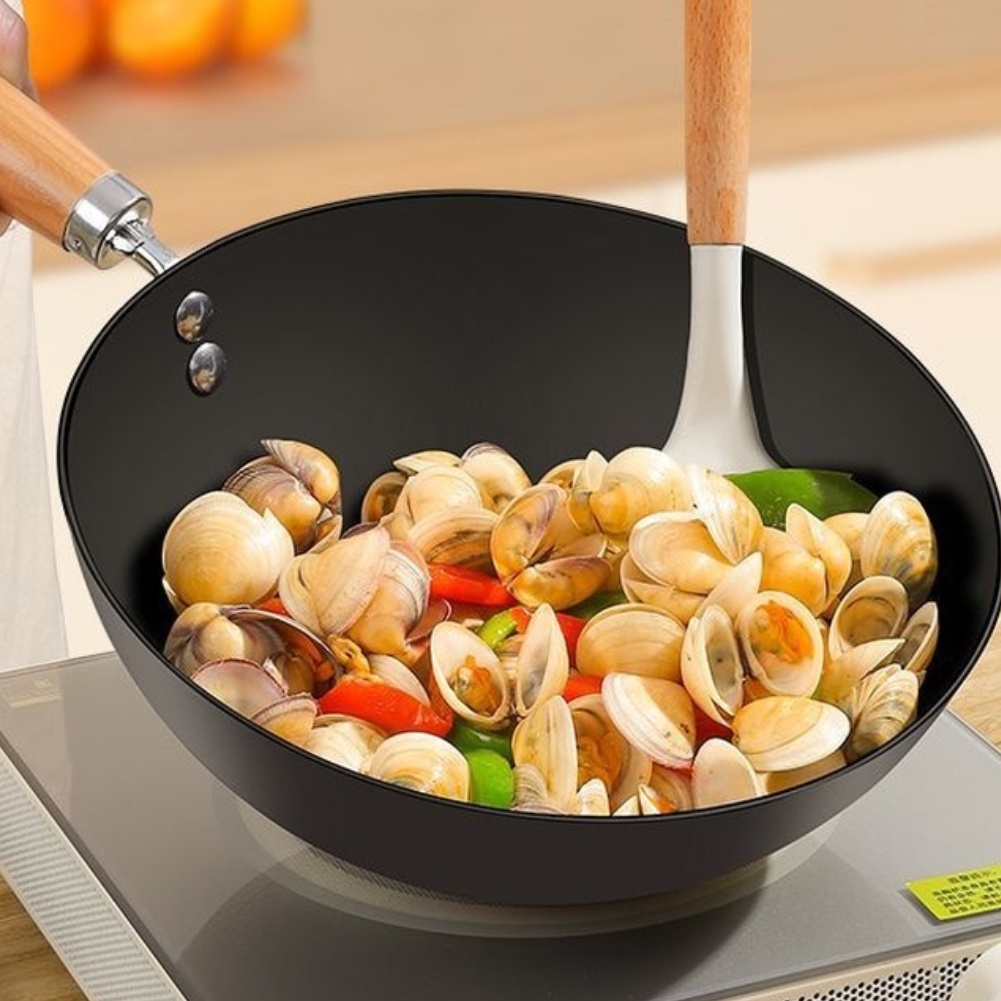 Wok Electric Flat - Żeliwny wok dla jednej osoby, korpus