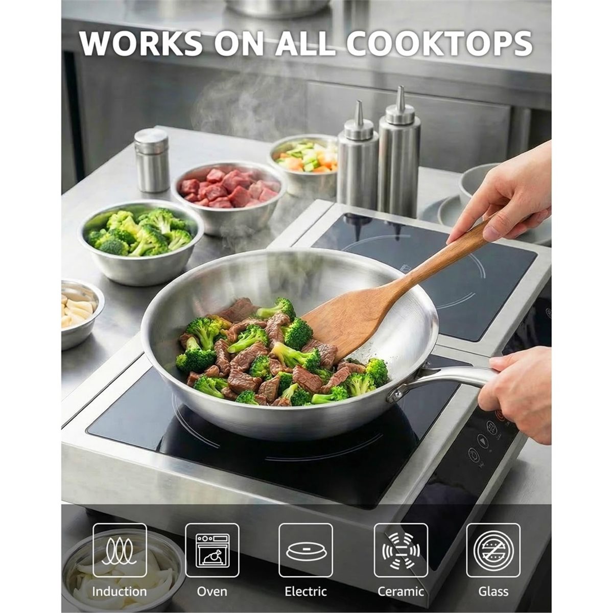 Wok Electric Flat - Wysokiej jakości 12-calowa patelnia wok ze