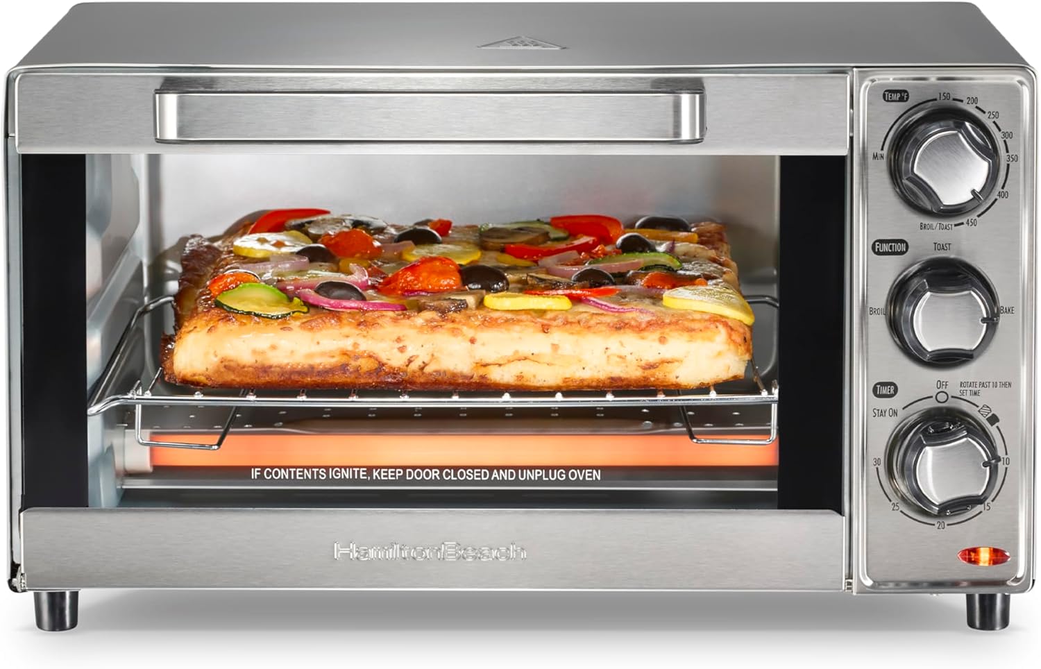 Toaster 4 Slice - Duży, 4-kromkowy, stalowy, nablatowy piekarnik z